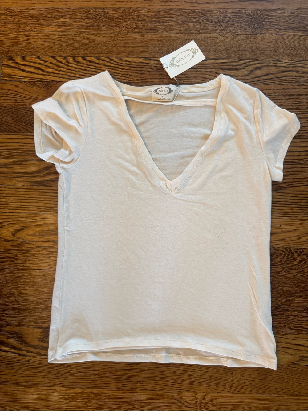 White V-Neck Short Sleeve Women's Top XS